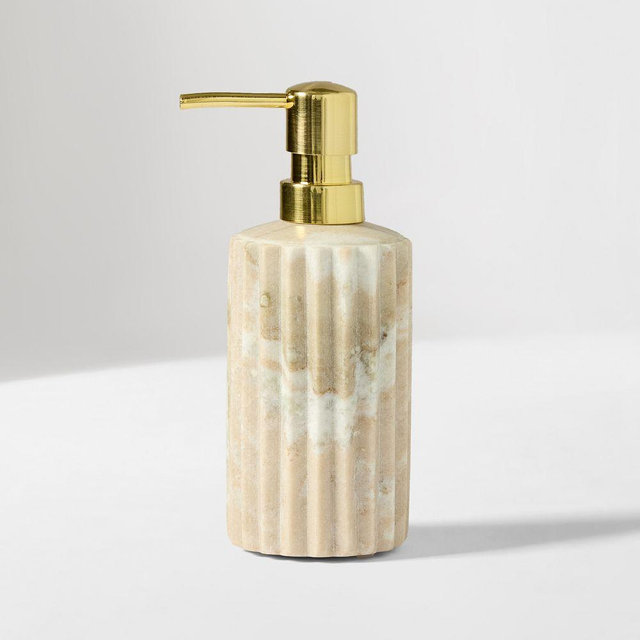 Fluted Marble Bath Accessories, Soap Pump, O/S, Marble Toronto