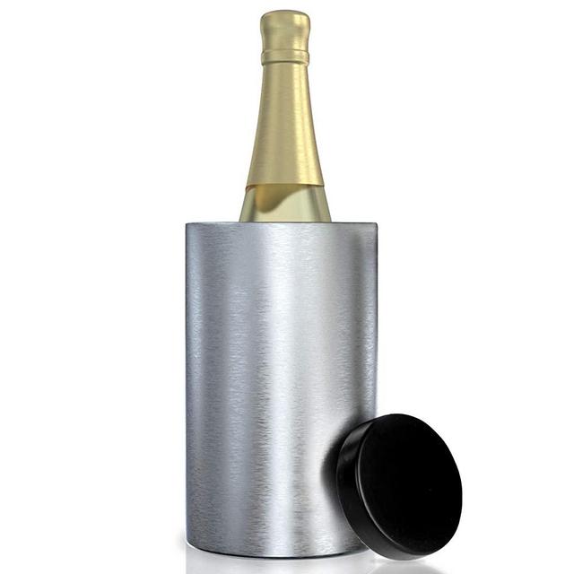 Wine Chiller Bucket, Champagne Bucket with Ice Pack for 750ml White Wine Bottle or Champagne, Stainless Steel, Double Walled Wine Cooler Bucket, Perfect Wine Bottle Chiller for Wine Lovers