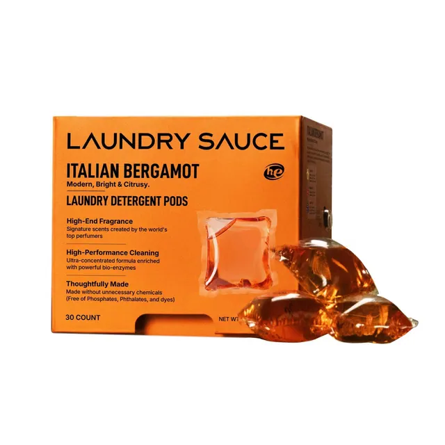 Laundry Sauce Italian Bergamot Laundry Detergent Pods - 30ct: Dye-Free, Paraben-Free, Bleach-Free, Phthalate-Free