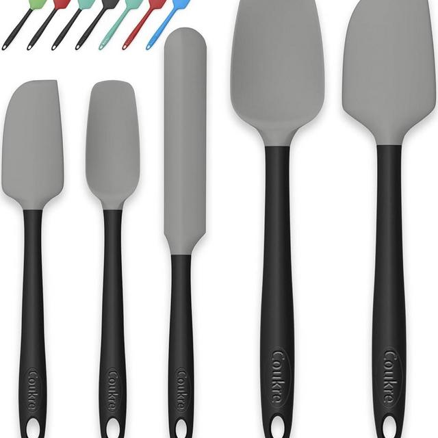 Coukre Silicone Spatula Set of 5,High Temperature Resistant, Food Grade Silicone, Dishwasher Safe, for Baking, Cooking (Gray)
