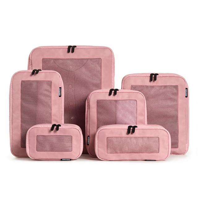 Aerotrunk Compression Packing Cubes for Travel - Luggage Organizer Bags - Double Zipper Packing Cubes for Suitcases (6-Pack, Rose)