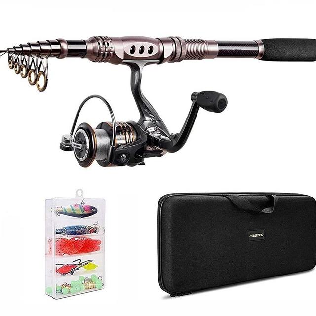 PLUSINNO Fishing Rod and Reel Combos Carbon Fiber Telescopic Fishing Rod with Reel Combo Sea Saltwater Freshwater Kit Fishing Rod Kit