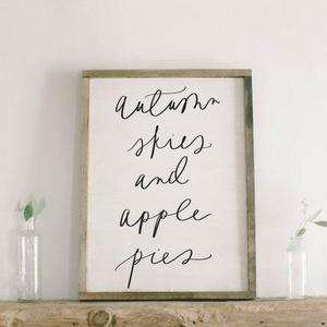Framed Wood Sign - Autumn Skies, rustic home decor, gallery wall, housewarming gift, framed decor, farmhouse style, wall decor