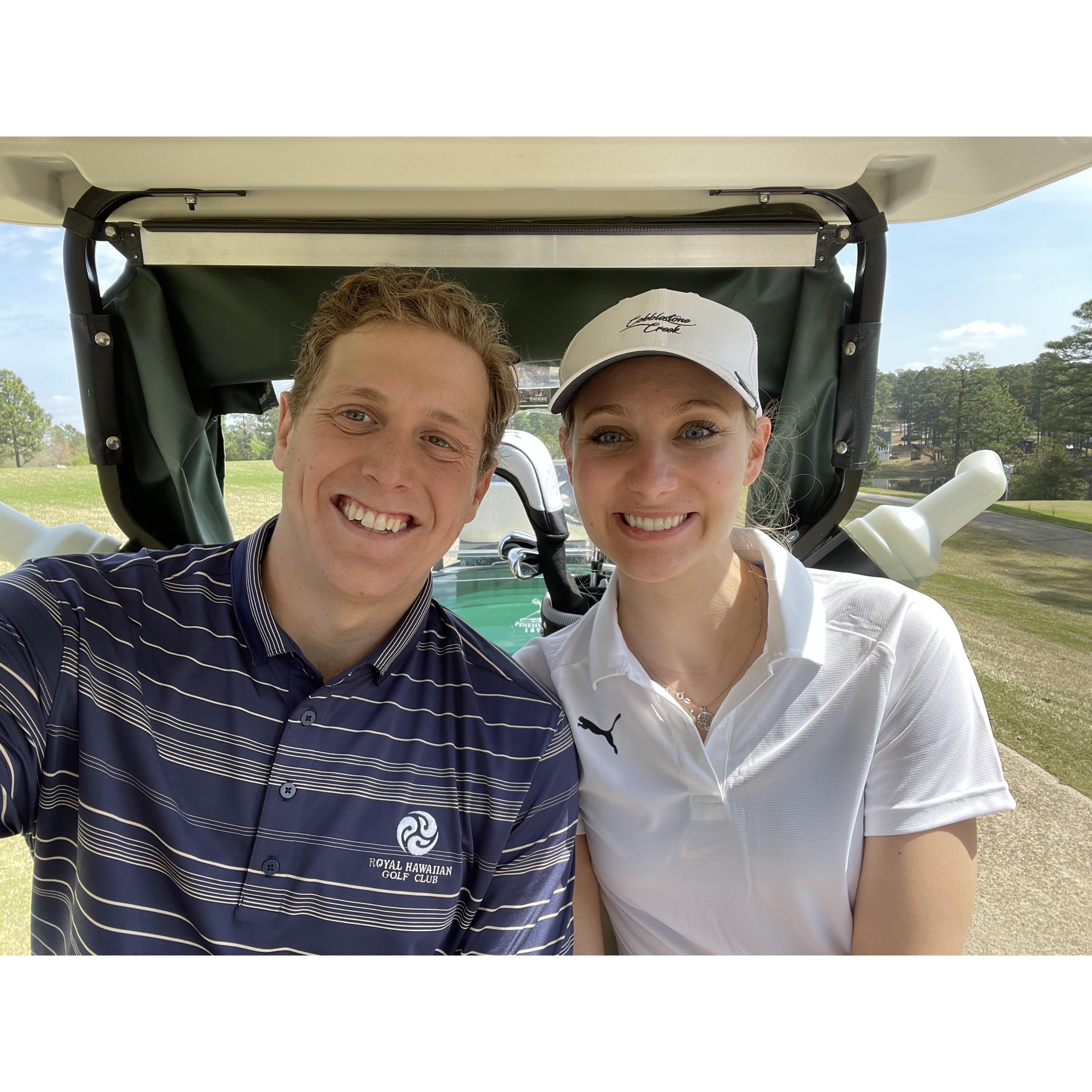 Andrea learned to golf. We went to Pinehurst with friends. Andrea still stinks at golf