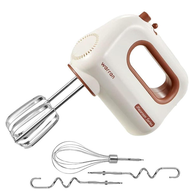 warran 300W Compact Lightweight Electric Hand Mixer, with Powerful Quiet DC Motor for Baking, Cake, Brownies, Cookie Dough, Ideal for Home Kitchen (White)