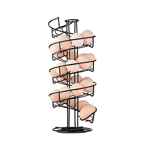 Toplife Spiral Design Metal Egg Skelter Dispenser Rack,Storage Display Rack,Black