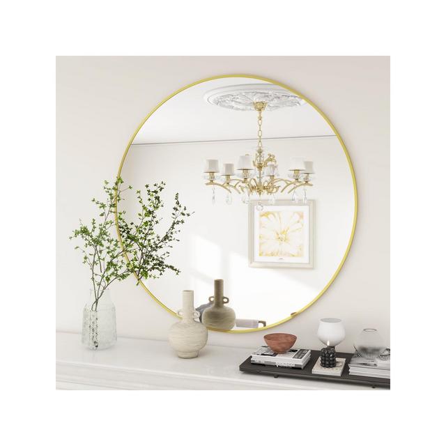 HOMLUX 20" Round Bathroom Vanity Mirror Wall Mount Decorative Make-up Mirror Entryway,Gold