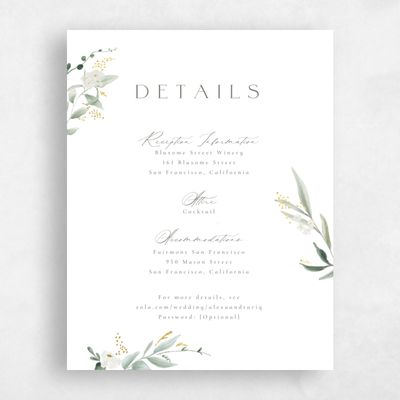 Dark Sage, White Wedding Enclosure - Darcy Foil