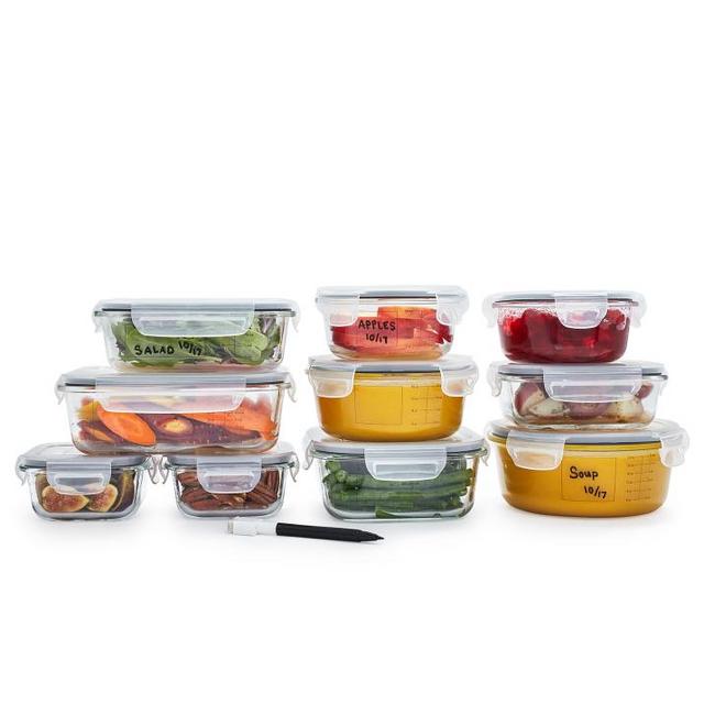 Sur La Table 20-Piece Glass Storage Container Set with Pen