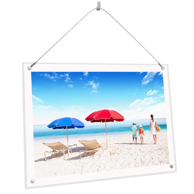 NC Acrylic Picture Frames, Desktop Frameless Display, Clear Floating Beveled Frameless Plexiglass Photo Frame (12X17 A3)