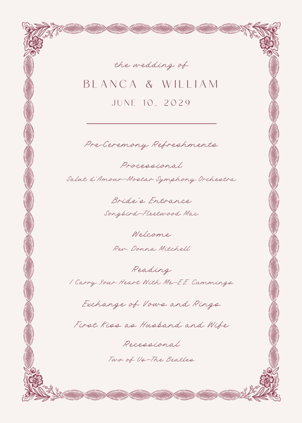 Ariadne | Wine | Zola Wedding Programs