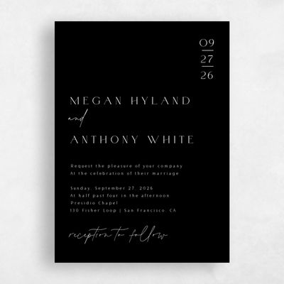 Black Wedding Invitation - Avinyo Portrait