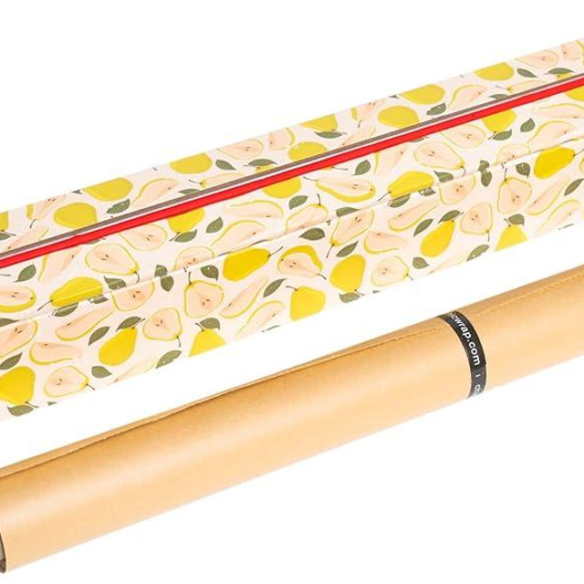 ChicWrap Pears Parchment Paper Dispenser - Includes 15"x 33' (42 Sq. Ft) Roll Unbleached Baking, Cooking & Culinary Paper - Reusable Dispenser w/Slide Cutter - Kosher Certified