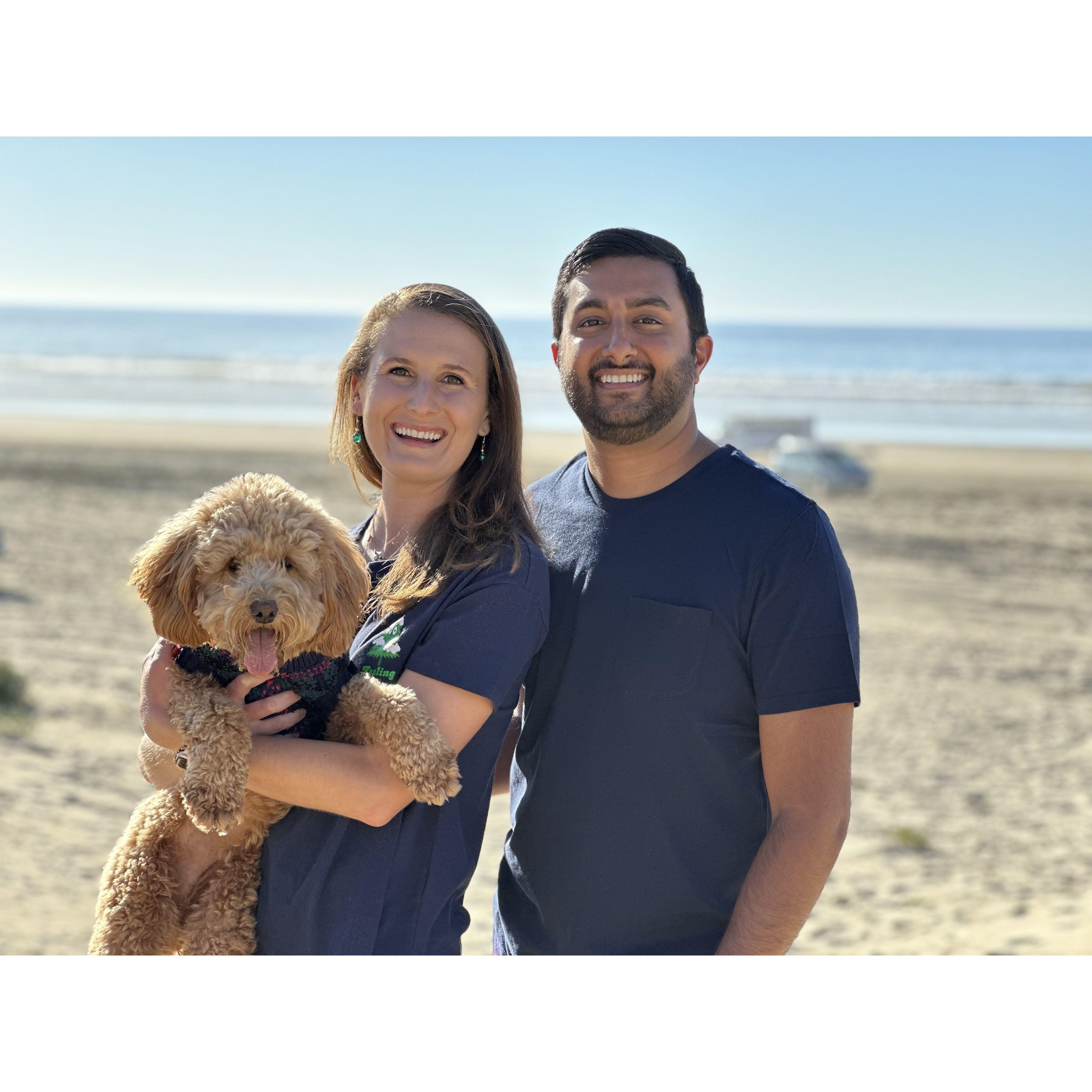 Zoe's sister, Laurin, her husband Dhanesh, and their dog Masala. Enjoying a morning in December. Can you believe how beautiful it is that time of year?!?! Photo creds to Troy