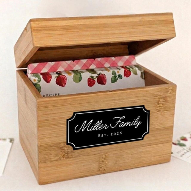 Personalized recipe box with watercolor dividers and recipe cards | Holds 4x6 Recipe Cards.
