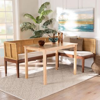 Tabanan Modern Bohemian 3-Piece Dining Nook Set