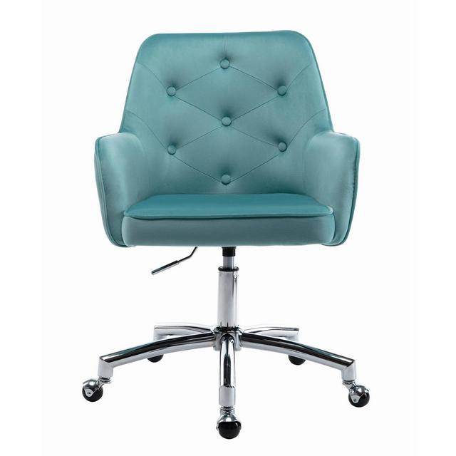 Velvet Swivel Home Office Desk Task Armchair Blue - Kinwell