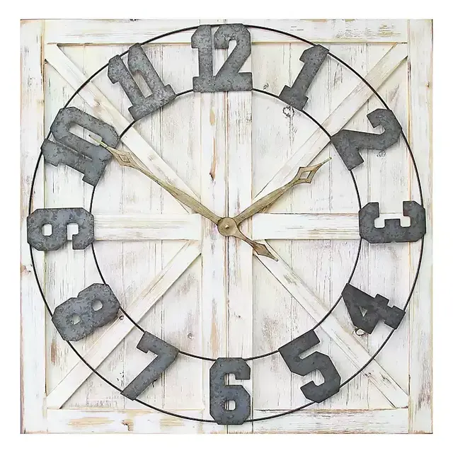 Rustic Farmhouse White Square Wall Clock