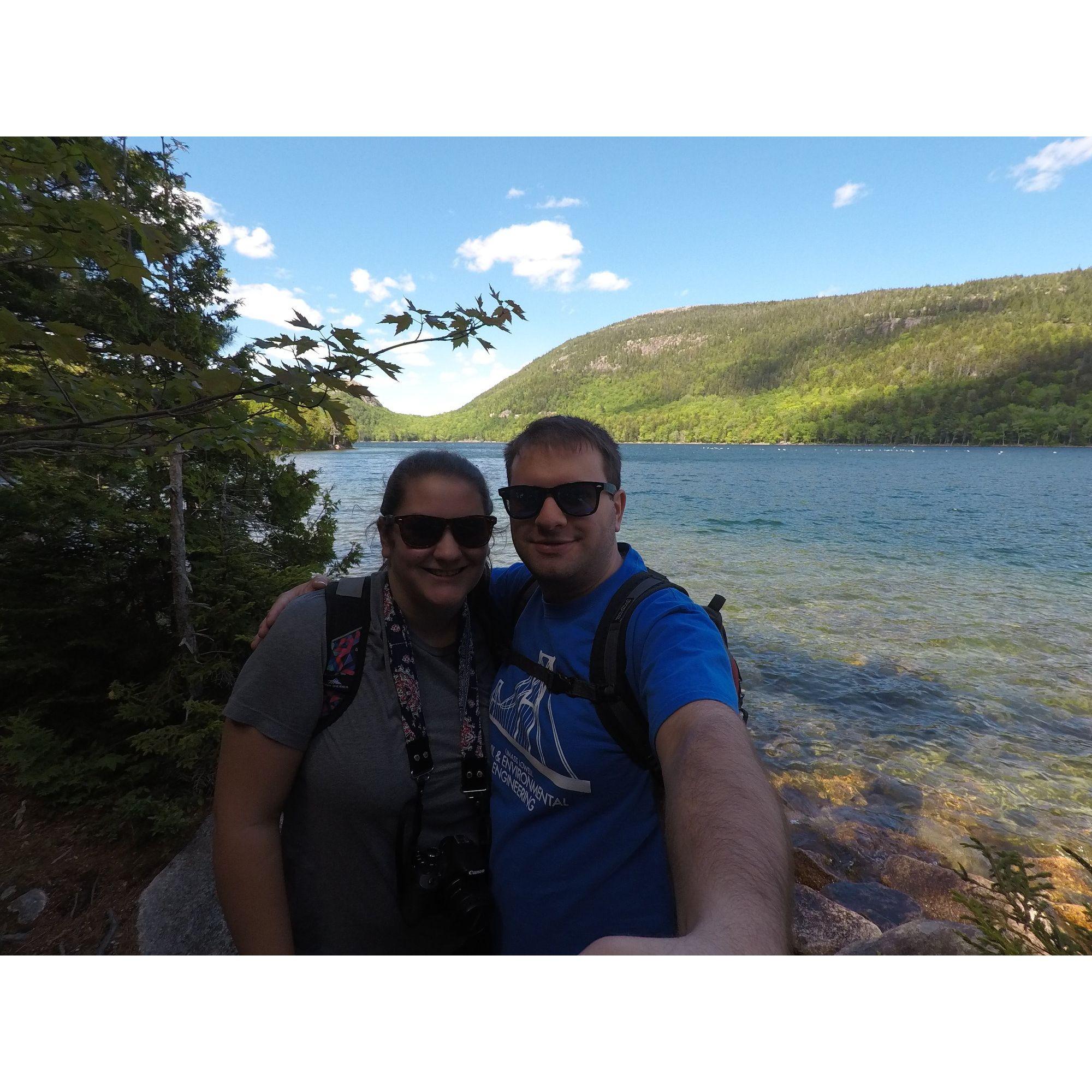 hiking the Jordan Pond trail, Acadia National Park