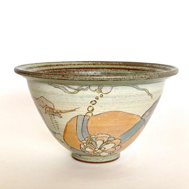 Vintage 70s Hand Painted Stoneware Bowl