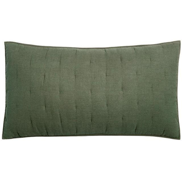 European Flax Linen Waffle Quilted Sham, Cypress, King, Set of 2