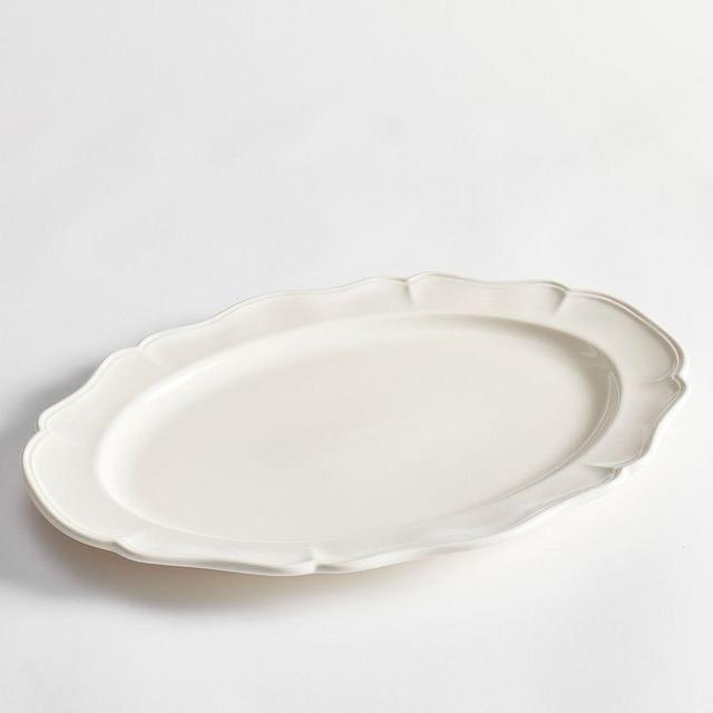 Heirloom Stoneware Oval Serving Platter, Large - White