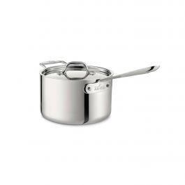 All-Clad D3 Stainless 3-ply Bonded Cookware, Sauce Pan with loop and lid, 4 quart