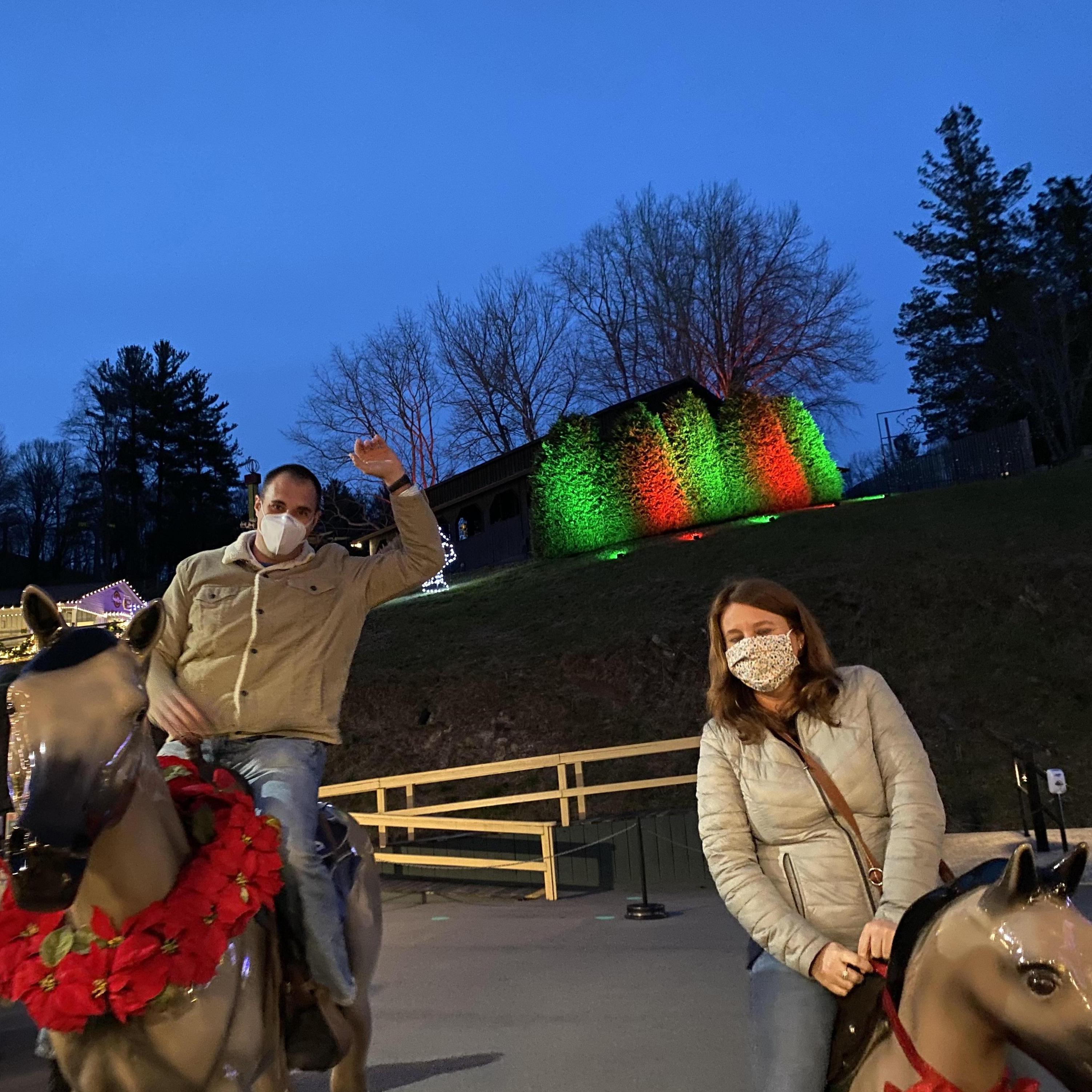 Riding the horses at Tweetsie Railroad in Blowing Rock, NC