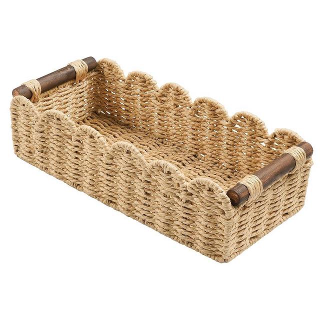 Toilet Paper Storage Basket Bathroom Counter Organizer Wicker Baskets for Organizing Cute Basket for Bedroom Nursery Room Kitchen Bathroom Decor -Beige
