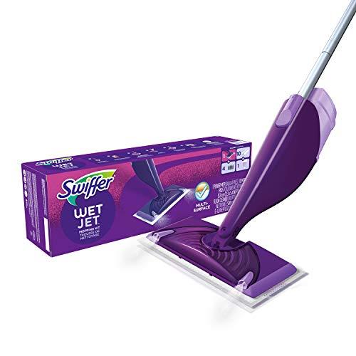 Swiffer Wetjet Hardwood & Floor Spray Mop Cleaner Starter Kit, Includes: 1 Power Mop, 10 Pads, Cleaning Solution, Batteries