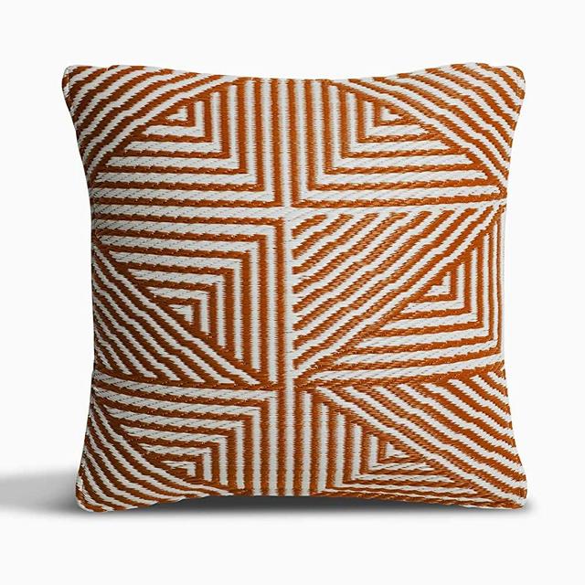 Fab Habitat Outdoor Accent Pillow, UV & Weather Resistant, Recycled Plastic (16.5" x 16.5", Tokyo - Burnt Orange)