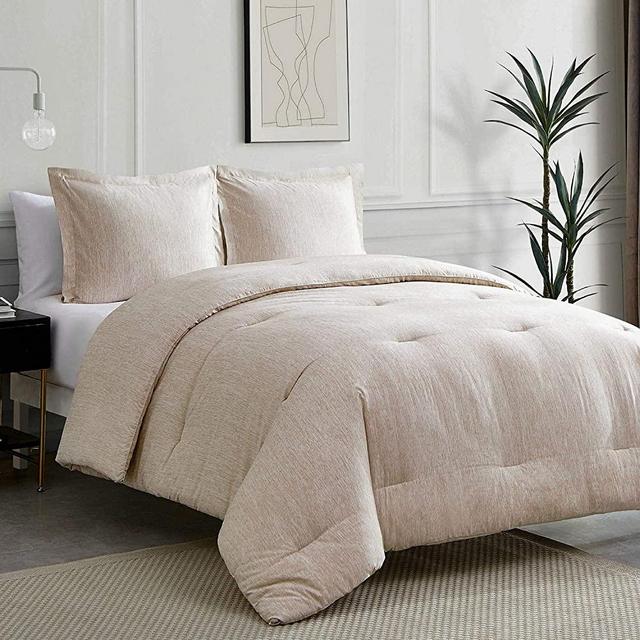 Bedsure Queen Comforter Set, Bed Comforter Queen Set, Khaki Comforter Queen Set, Cationic Dyeing Queen Comforter with Pillow Shams(Queen/Full, 88x88 inches, 3 Pieces)