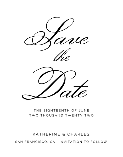 Arthur Type Letterpress | Black | Zola Save The Dates