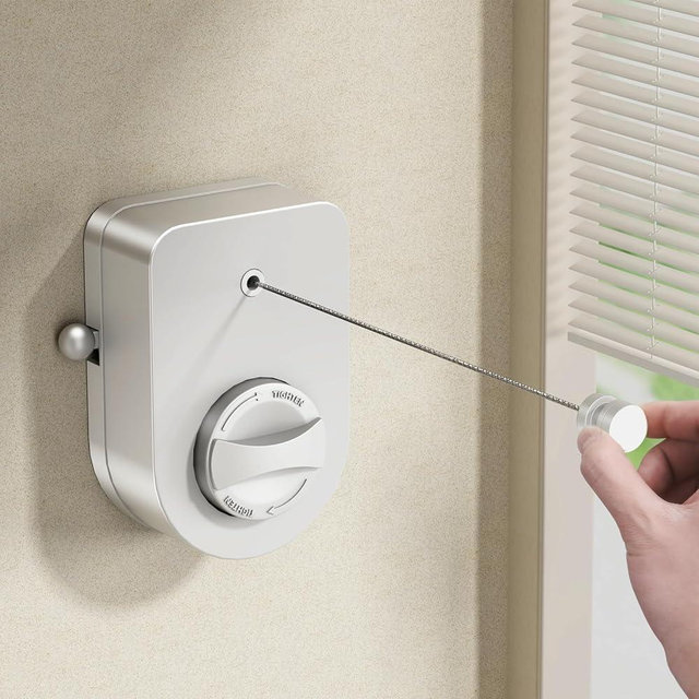 Mustorn Retractable Clothesline Indoor, Non-Sagging Outdoor Clothes Line Retracting Heavy Duty Clothes Drying Laundry Line Wall Mounted Stainless Steel Line-13.8 Feets (Single Line-White)