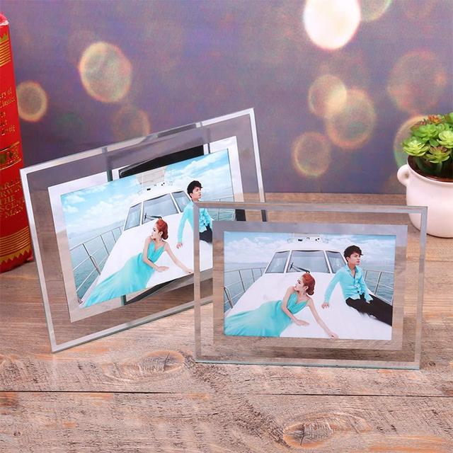 OUKEYI 6x4 Photo Frames Glass ，Picture Frame for Tabletop， Glass Photo Picture Frame for Wedding Offices Restaurants 2 Pack (4x6)