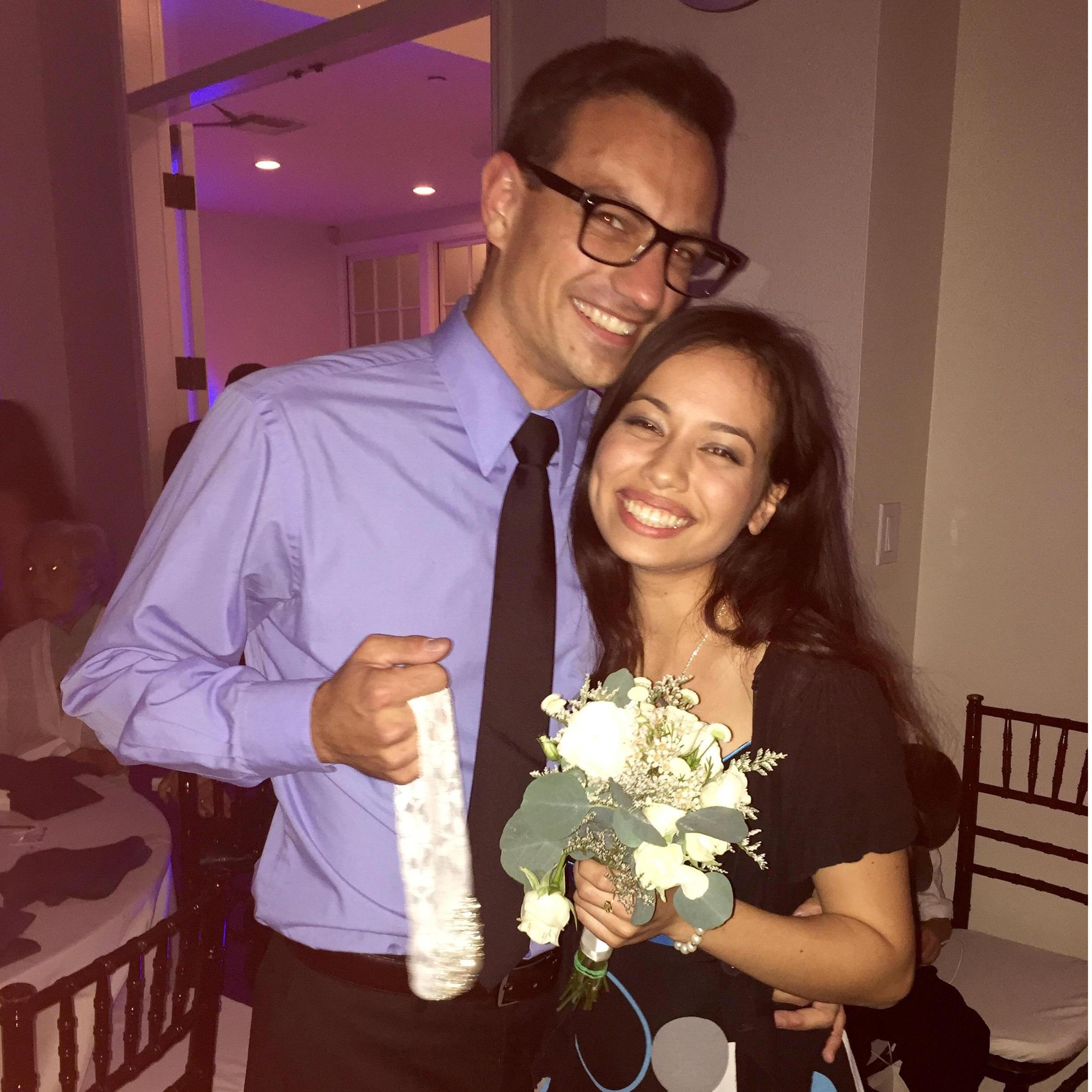 We both caught the bouquet and garter at my cousins' wedding. The next day my whole family was putting down bets on how soon Bobby and I would get married.