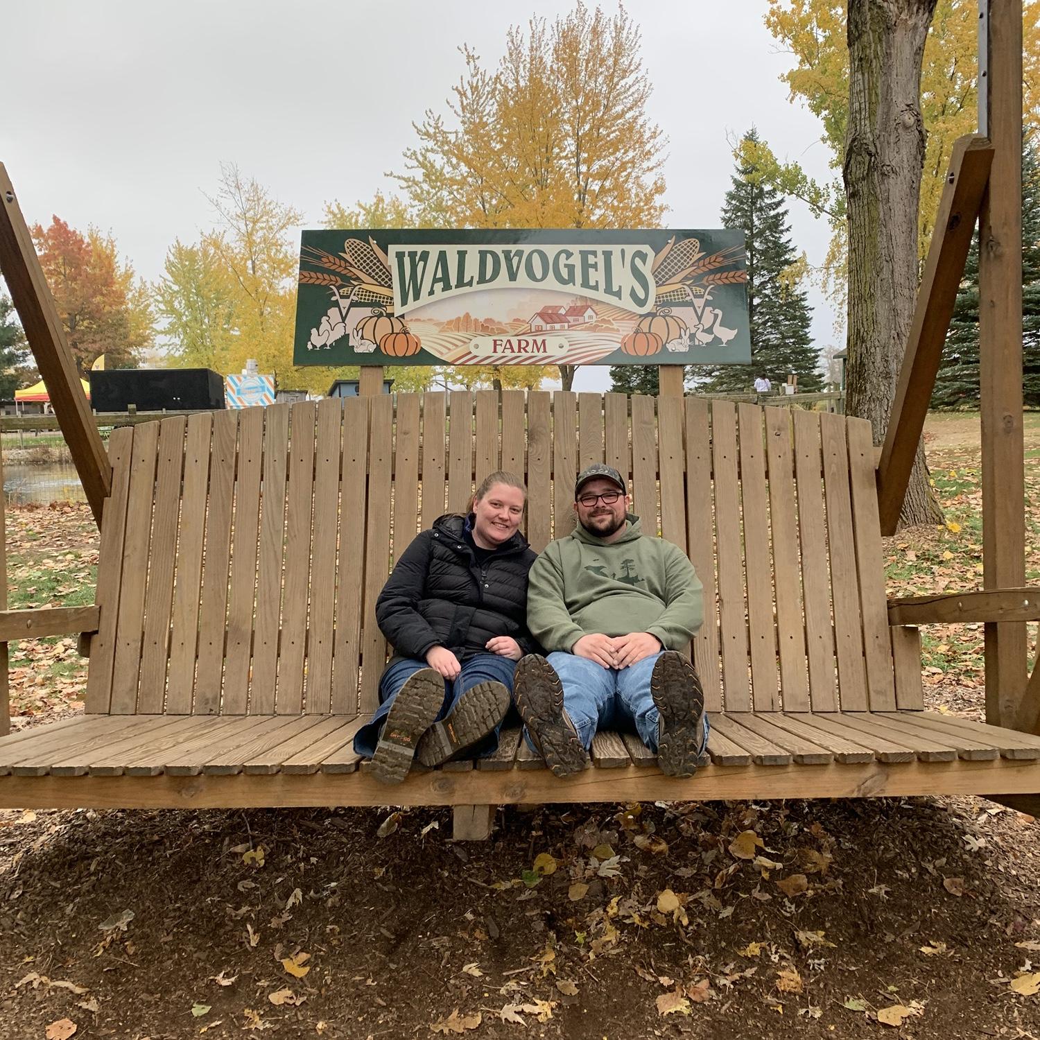 One of our first dates, we went to Waldvogel’s. We have gone back every year and retake this photo!