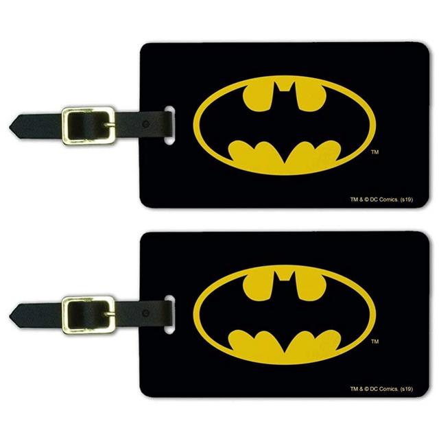 Batman Classic Bat Shield Logo Luggage ID Tags Carry-On Cards - Set of 2