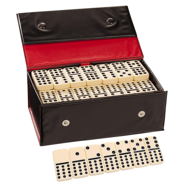WE Games Double Twelve Dominoes - Ivory Colored Tiles, Thick Size