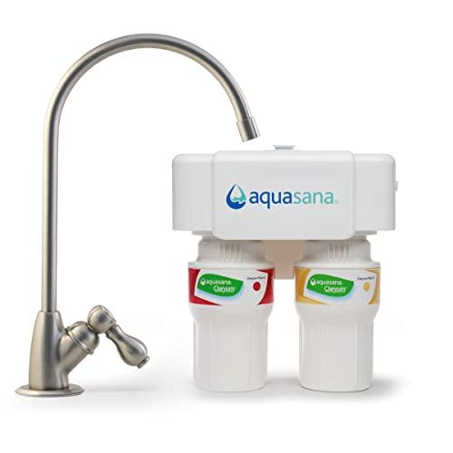 Aquasana AQ-5200.55 2-Stage Under Sink Water Filter System with Brushed Nickel Faucet