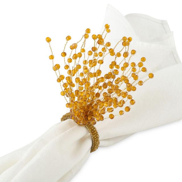 Saro Lifestyle Beaded Napkin Rings in Gold (Set of 4)
