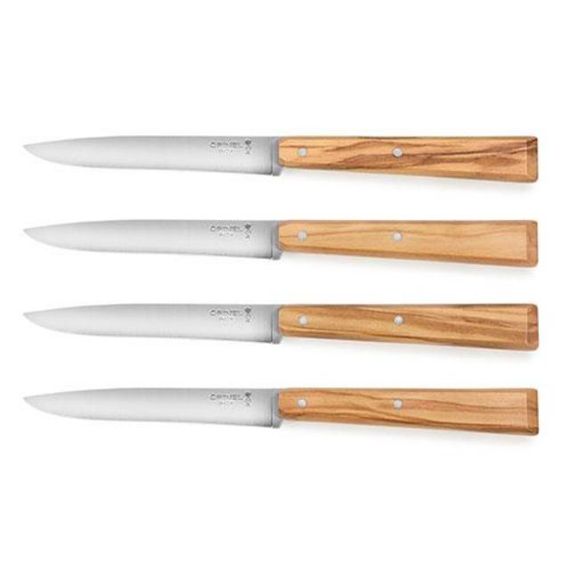 Opinel Bon Appetit 4 Piece Stainless Steel Steak Knife Set with Wood Handles