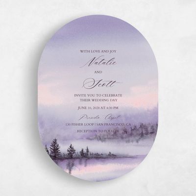 Purple Oval Wedding Invitation - Colt Classic