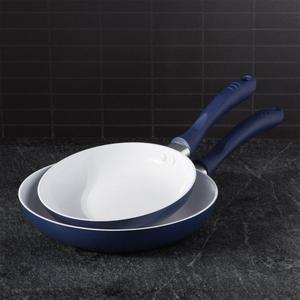 Blue Ceramic Non Stick Fry Pans, Set of 2