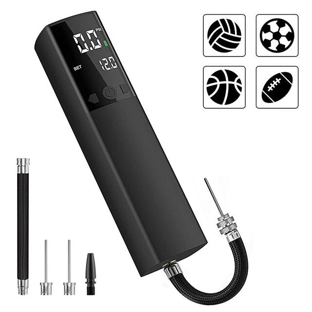 Pumteck Electric Ball Pump,Smart Air Pump Portable Fast Ball Inflation with Accurate Pressure Gauge and Digital LCD Display for Football Basketball Volleyball Rugby (2 Needle and 1 Nozzle)