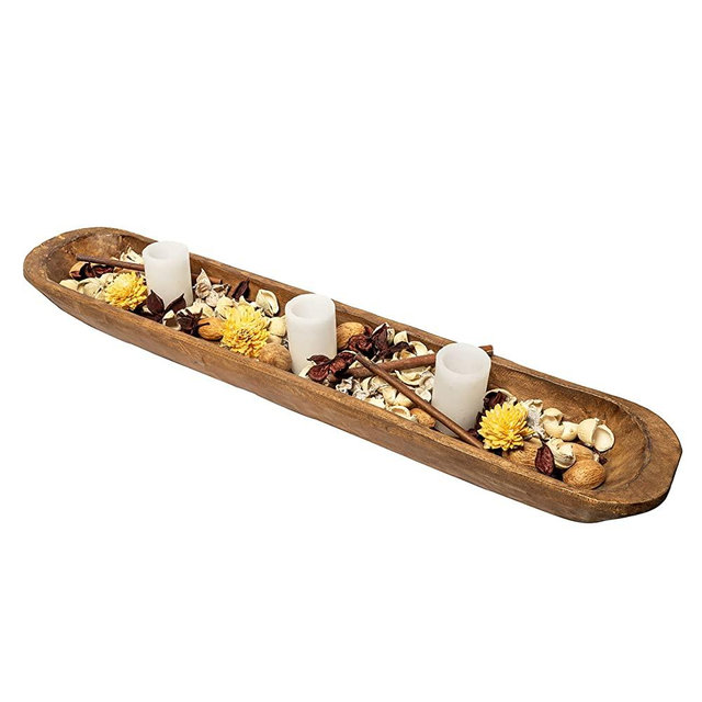 Decorative Wooden Dough Bowls Decor 30 Inch, Wood Long Dough Bowls Large, Wooden Dough Bowls Long Wooden Bowl, Baguette Bowl Wooden Large Dough Bowl Centerpieces, Long Bowls Wood Dough Bowls Décor