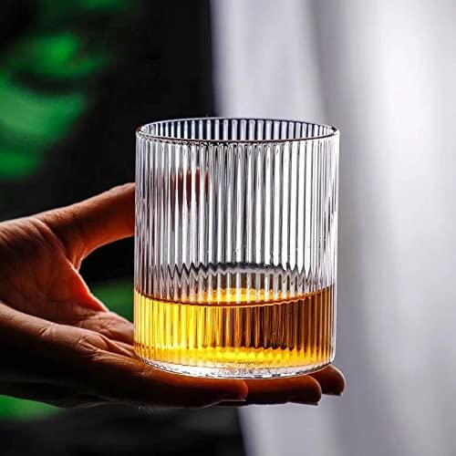 Ribbed Embossed Pattern Whiskey Glass, Set of 4