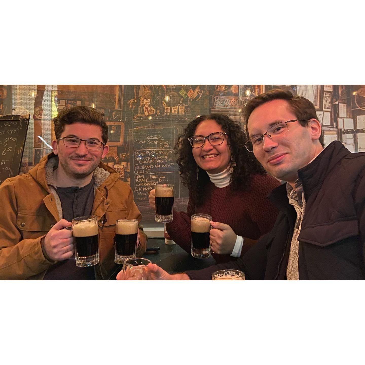 Drinks with our dear friend Jacob, who will be officiating our wedding!