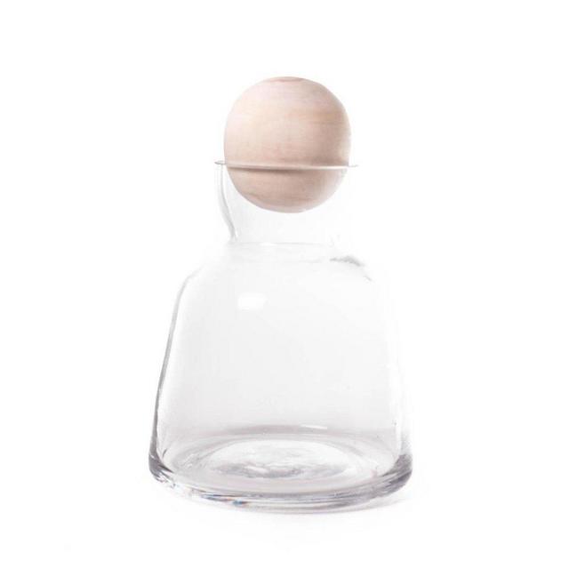 Glass Carafe with wood ball lid Small Glass　Decanter