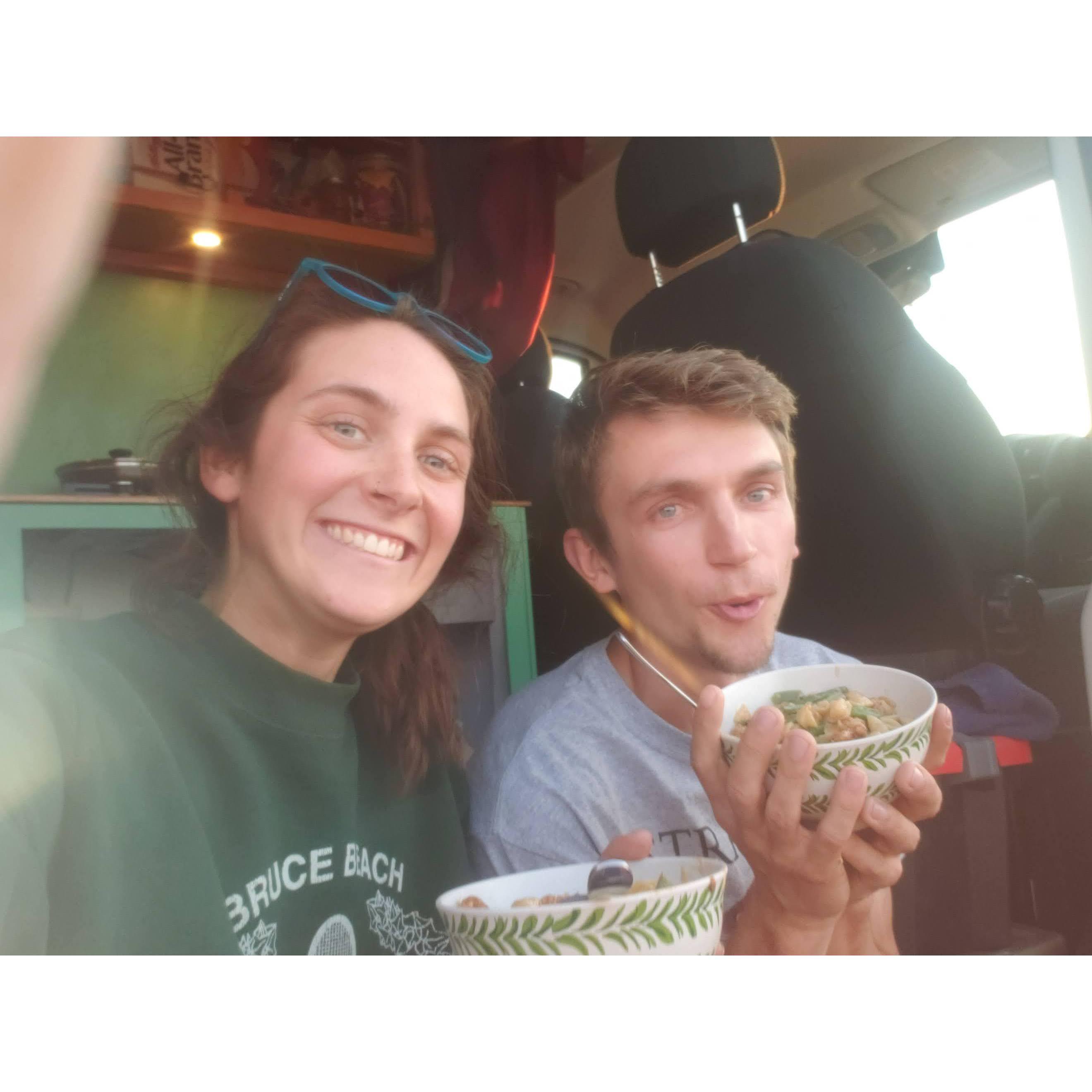 Our first dinner in the van!